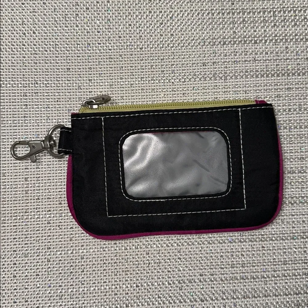 TRAVELON RFID Black Yellow Pink Floral Embroidery Daisy Double Zip Clutch Wallet